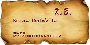 Krizsa Borbála névjegykártya